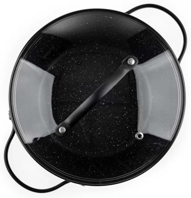 Тенджера Luigi Ferrero Symphony FR-2010, 20x10.5 см, 2.6 л, Незалепващо покритие, Стъклен капак с отвор за пара, Стоманени дръжки с PVD, Индукция, Черен мрамор