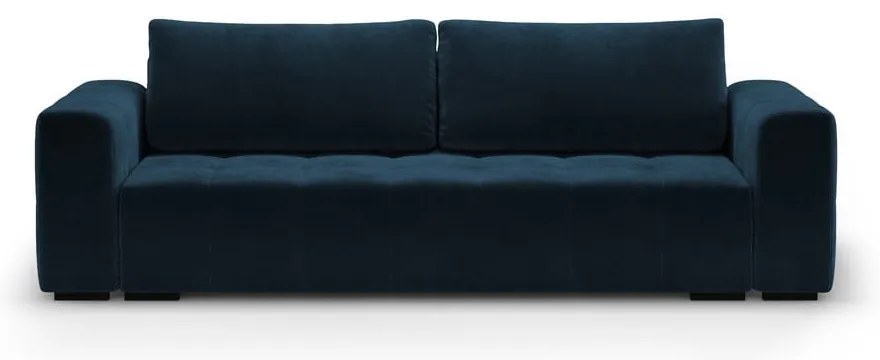 Тъмносин кадифен разтегателен диван Luca - Milo Casa