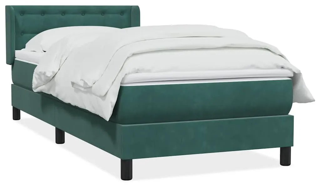 3318432 vidaXL Box Spring легло с матрак Тъмнозелено 80x210 cm Кадифе
