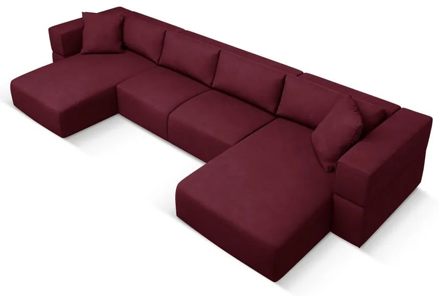 Ъглов U-образен диван в цвят бордо Esther – Milo Casa