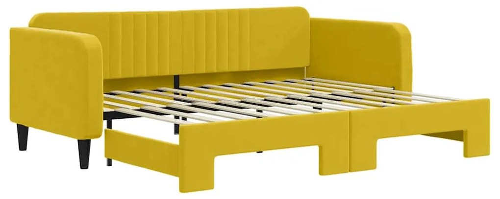 3197068 vidaXL Канапе с изтеглящо разтегателно легло жълто 90x200 см кадифе