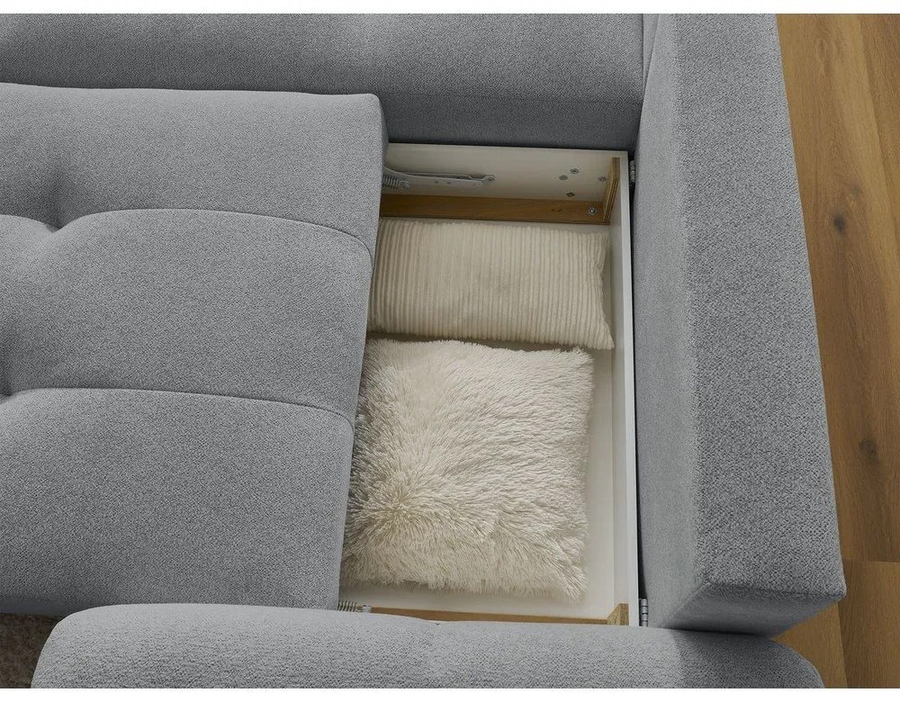 Сив шенилов сгъваем/с място за съхранение ъглов диван (ляв ъгъл) Roxelane – Bobochic Paris