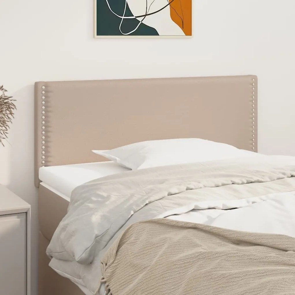 345897 vidaXL Горна табла за легло, капучино, 90x5x78/88 см, изкуствена кожа