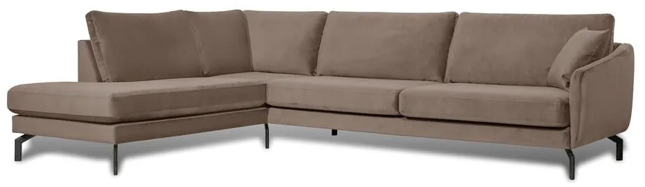 Ъглов диван от кадифе в кафяво-бежово (ляв ъгъл) Magic - Scandic