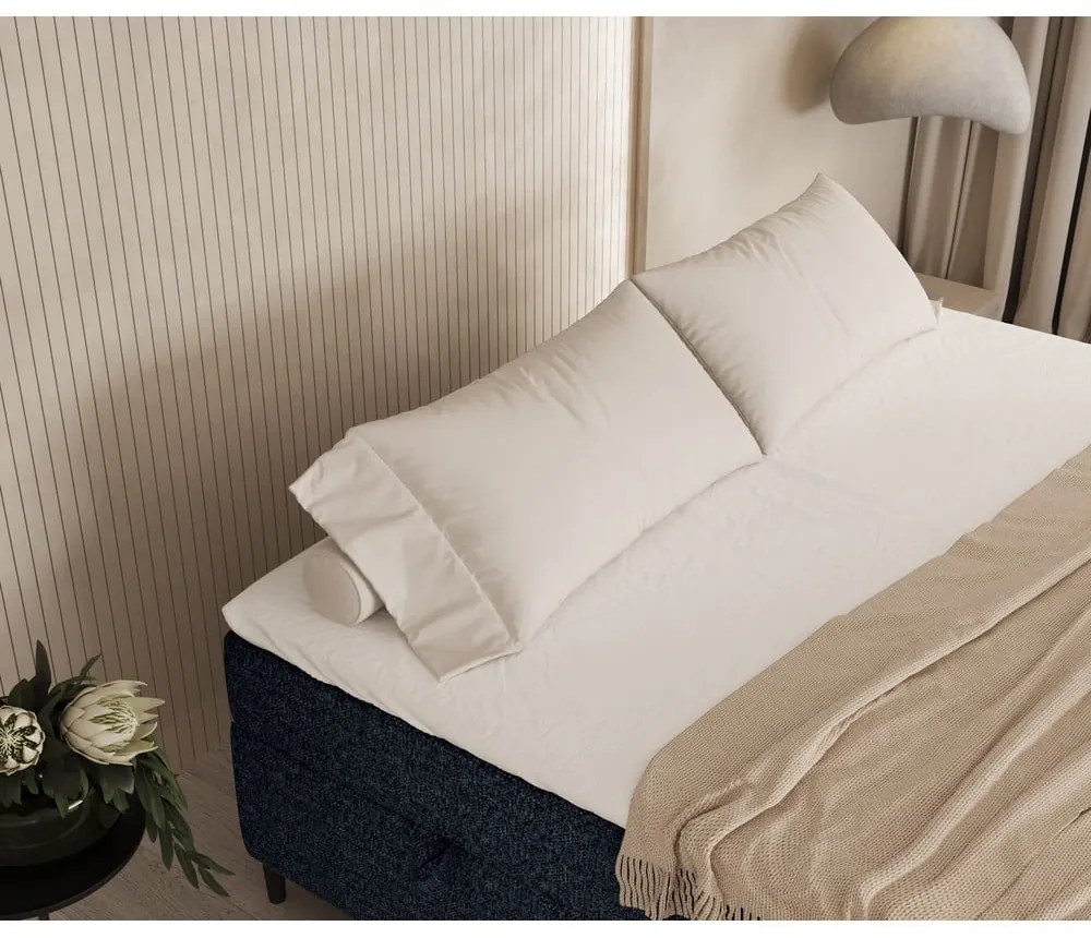 Тъмносиньо боксспринг легло с място за съхранение 200x200 cm Araya – Maison de Rêve