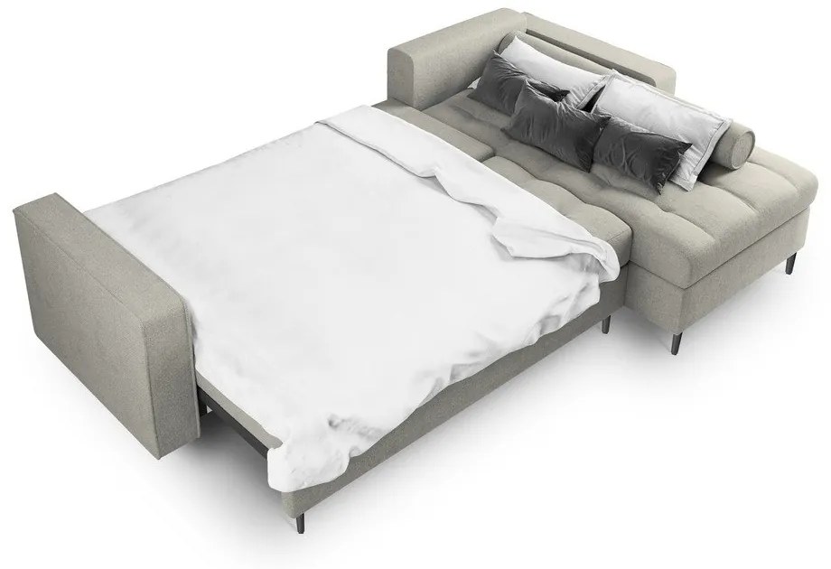 Светлосив ъглов разтегателен диван , десен ъгъл Santo - Milo Casa