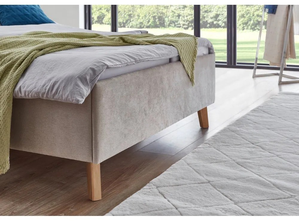 Бежово двойно легло 140x200 cm тапицирано с включена подматрачна рамка Piano – Meise Möbel