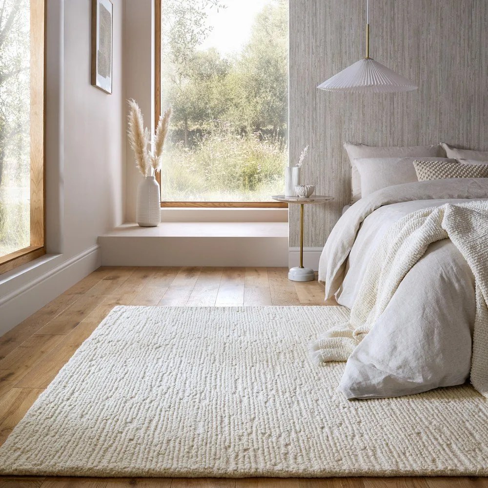 Ръчно изработен вълнен килим в цвят слонова кост 160x230 cm Harris Boucle – Flair Rugs