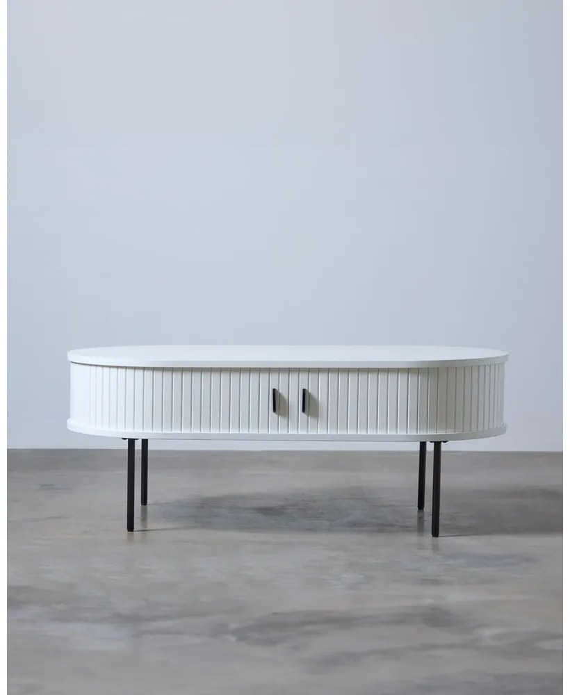 Бяла масичка за кафе от декор от дъб 60x120 cm Nola – Unique Furniture