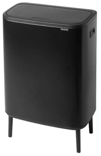 Кош за боклук Brabantia Bo Touch Hi 1001264, 2x30 л, Плътно прилепване към стена, Реглаж на краката, Черен/мат