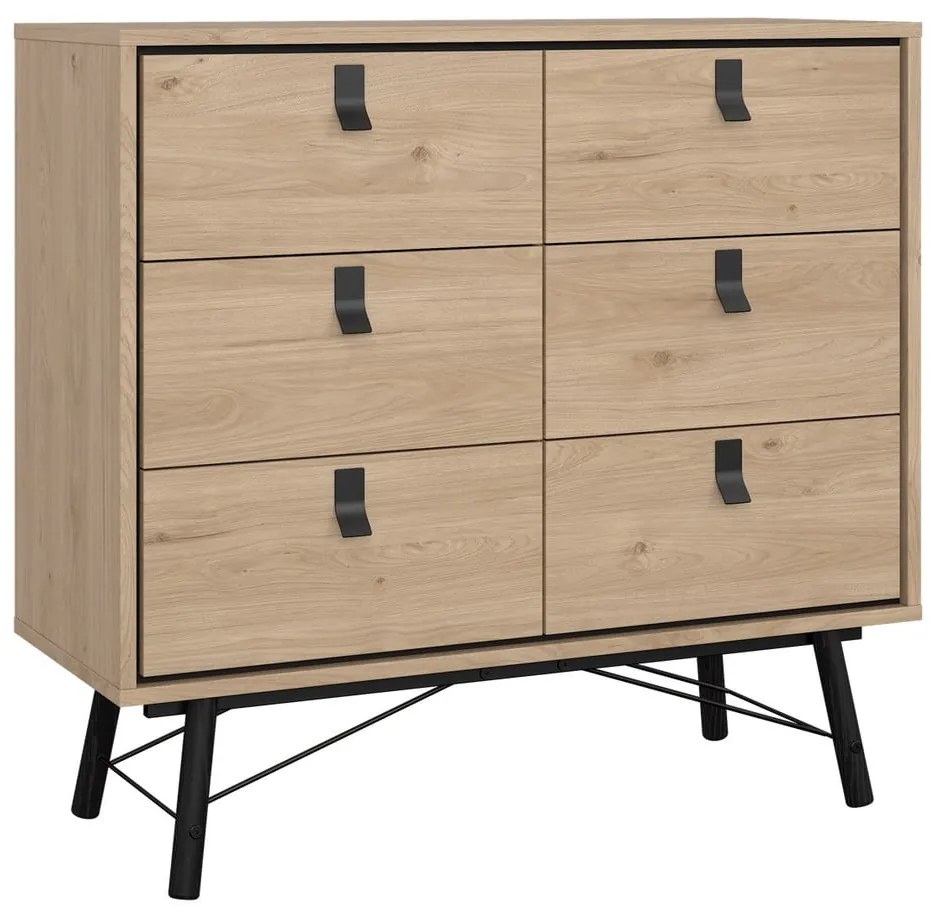 Нисък скрин с дъбов декор в естествен цвят 102x99 cm Ry - Tvilum