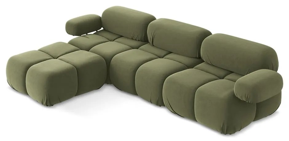 Светлозелен кадифен модулен ъглов диван Lokua – Makamii
