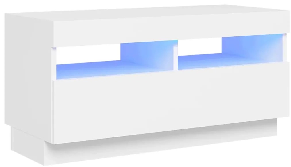 804445 vidaXL ТВ шкаф с LED осветление, бял, 80x35x40 см