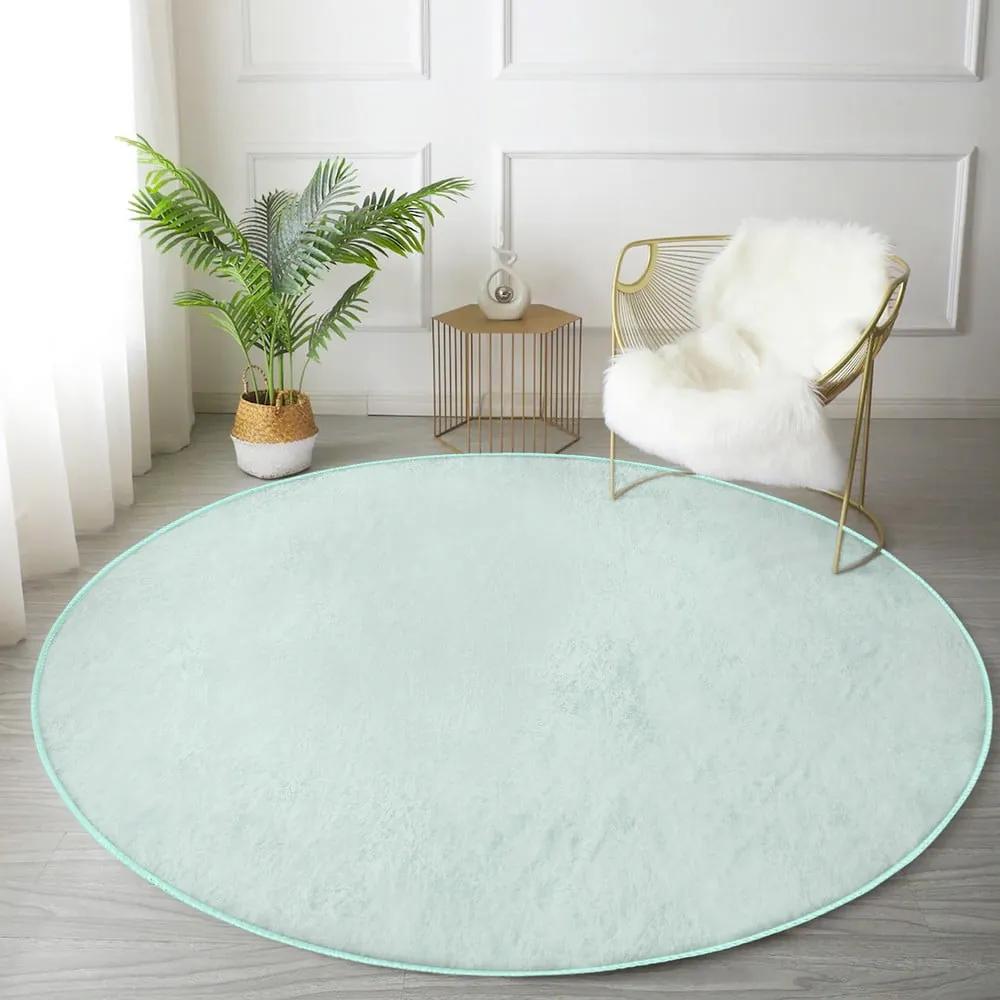 Кръгъл килим подходящ за пране и за прахосмукачки роботи в цвят мента ø 80 cm Comfort – Mila Home