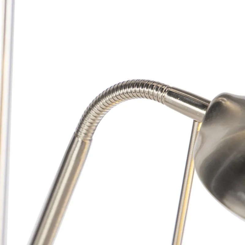 Подова лампа стомана с лампа за четене с LED и димер - Diva 2