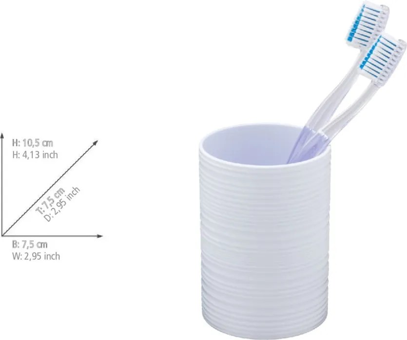 Бяла пластмасова чаша за четки за зъби Lyon – Allstar