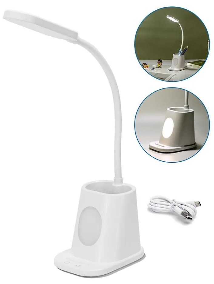 Aigostar - LED регулируема настолна лампа 2,8W/5V 1800mAh 3000/5000K бяла