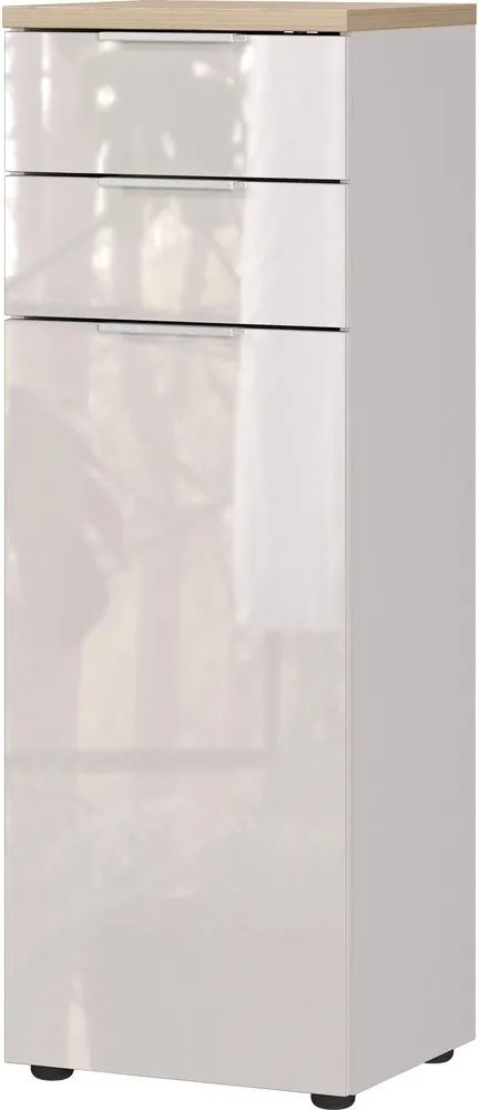 Кремав гланцов висок/тесен шкаф за баня 39x112 cm Tavira – Germania