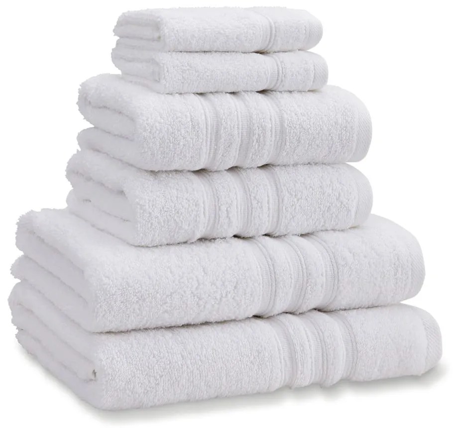 Бели памучни хавлии и кърпи за баня в комплект от 6 бр. от тери Zero Twist – Catherine Lansfield