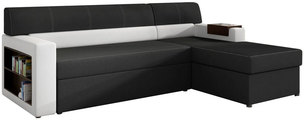 Ъгъл диван Radium-Right-Black - White