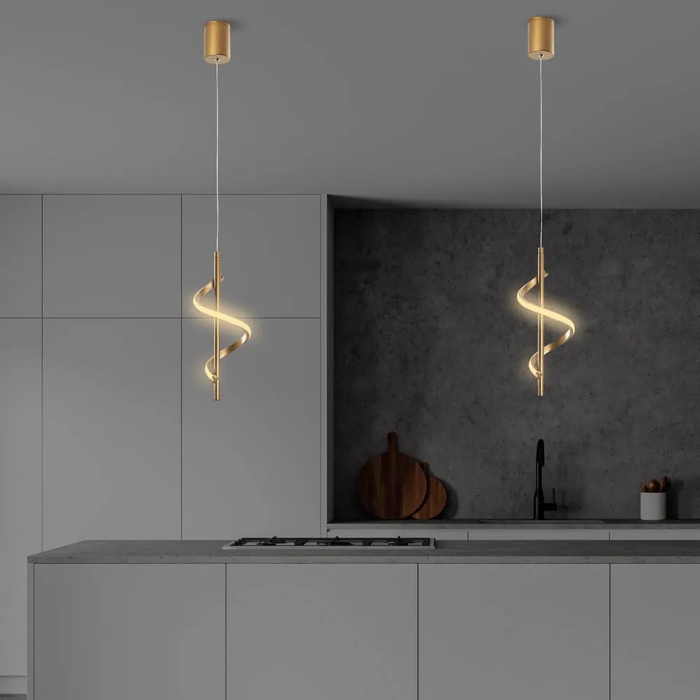 LED висящо осветително тяло в златист цвят ø 16 cm Likma – Opviq lights