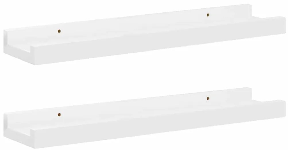 326648 vidaXL Стенни рафтове, 2 бр, бял гланц, 40x9x3 см