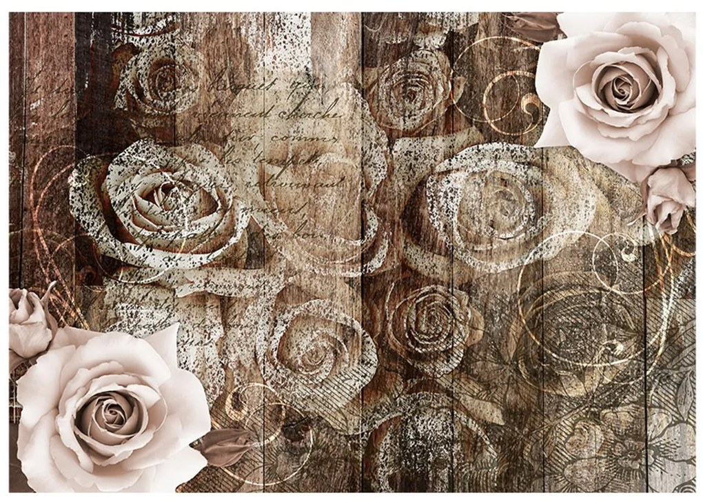 тапет - Old Wood &amp; Roses 100x70