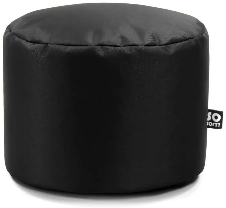 Черен детски пуф от изкуствена кожа Dot M – So Soft?