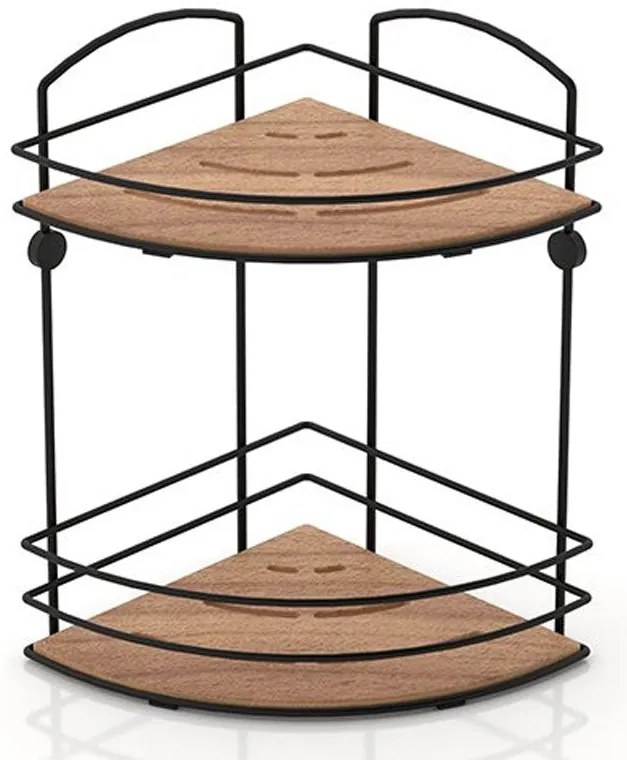 Ъглова етажерка за баня TEKNO TEL BK-074B , 2 нива , дърво