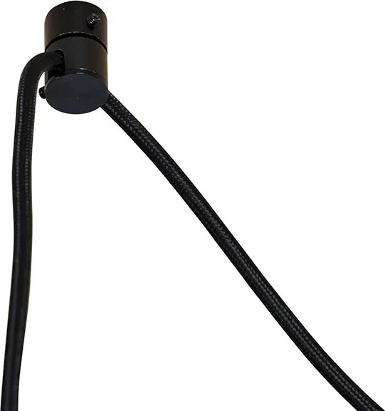 Hanglamp zwart met bloemen kap en witte binnenkant 31,5cm 3-lichts - Cava