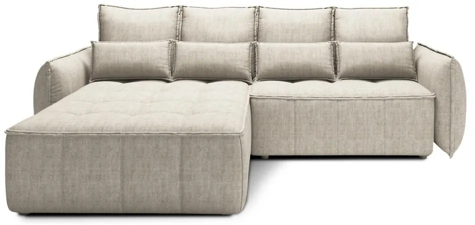 Бежов кадифен сгъваем/с място за съхранение ъглов диван (ляв ъгъл) Campo – ELTAP