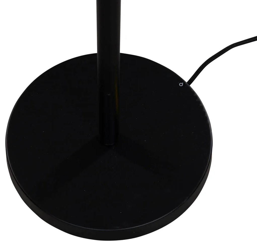 Подова Лампа Черна с Кафяв Кадифен Абажур 40см - Simplo