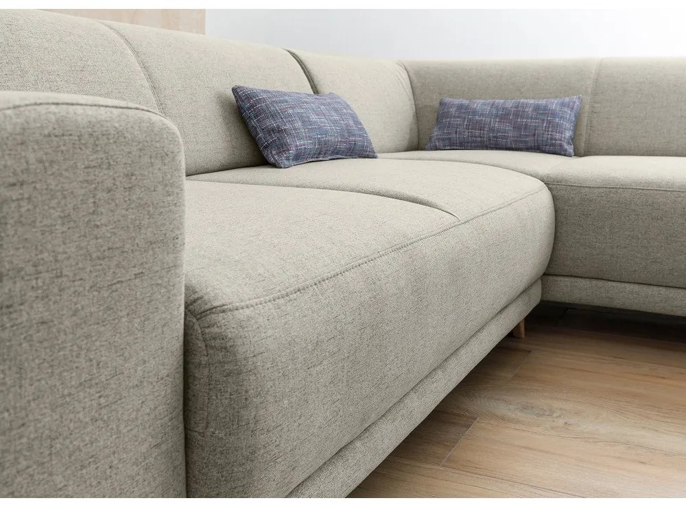 Бежов разтегателен/с място за съхранение ъглов диван (десен ъгъл/L форма) Classy Sophie – Miuform