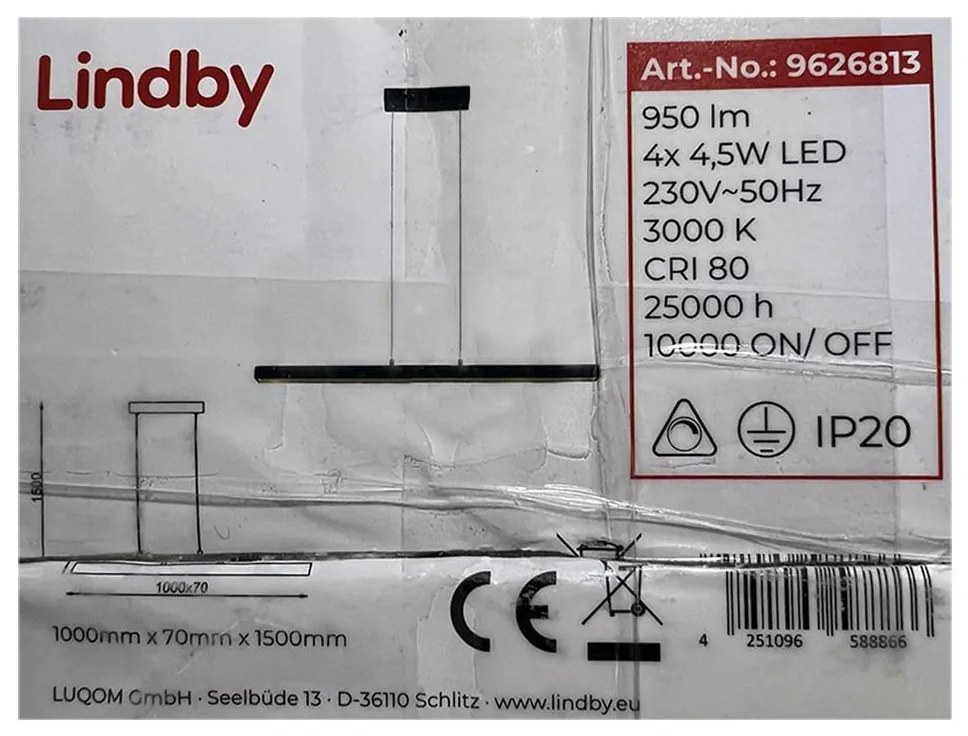 Lindby - LED Димируем пендел SOLVINA 4xLED/4,5W/230V