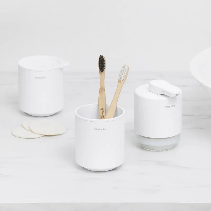 Кутия за аксесоари за баня Brabantia MindSet Mineral 1005687, Противоплъзгаща основа, Минерално покритие, Бял