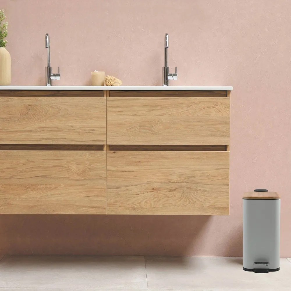 Бяло стоманено кошче за боклук с педал 5 l Erik – Spirella