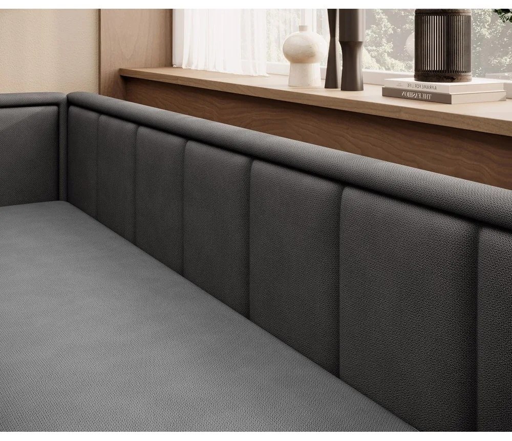 Тъмносив шенилов разтегателен диван с място за съхранение 214 cm Fulgeo – ELTAP