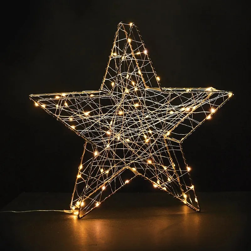 Декоративен LED 3D copper star (10) парчета