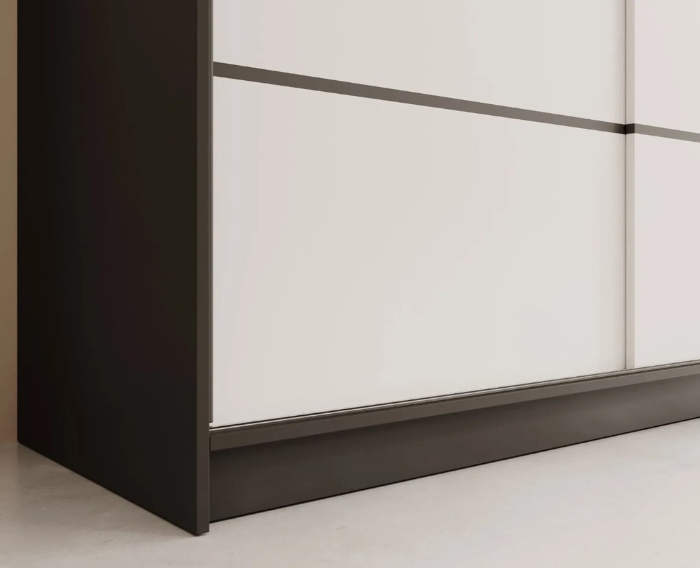 Гардероб Velvora 250 с плъзгащи врати-Черен-Бял