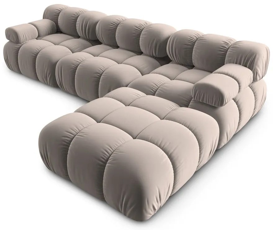 Светлокафяв кадифен модулен ъглов диван (променлив) Bellis – Micadoni