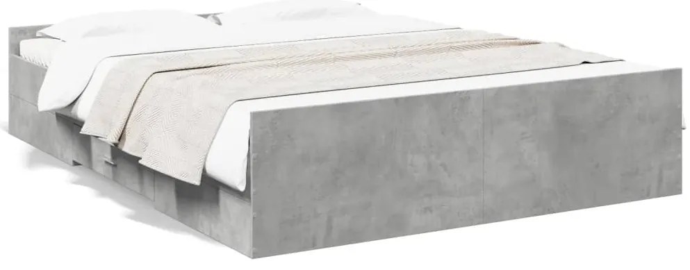 3280282 vidaXL Рамка за легло с чекмеджета, бетонно сива, 160x200 см