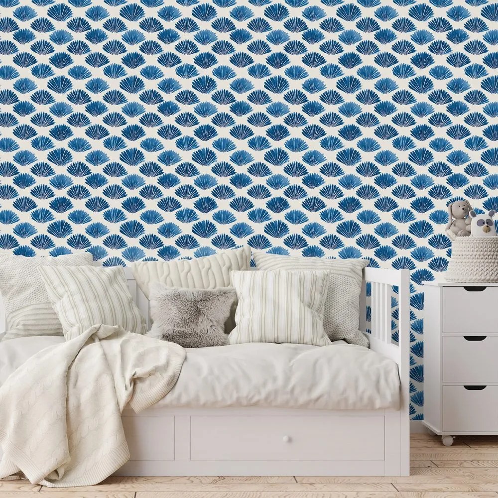 Самозалепващ тапет – Сини миди на бял фон