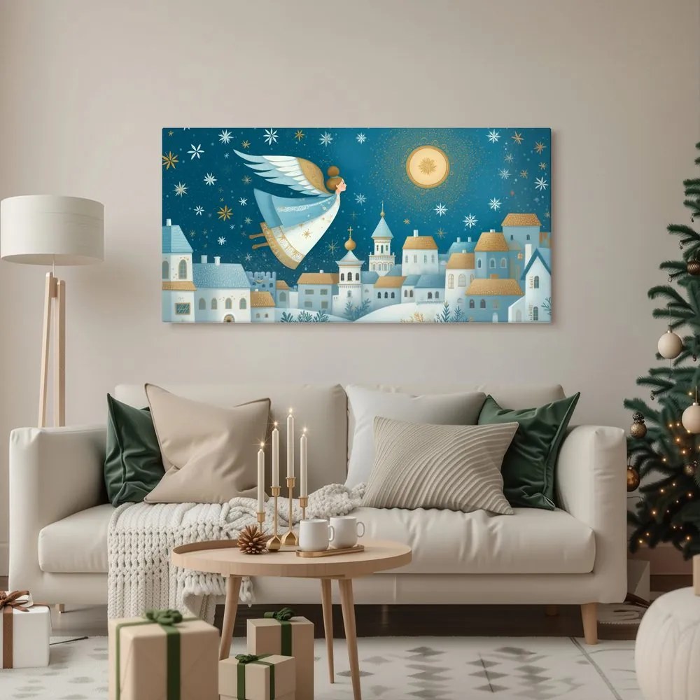 Картина на платно – Коледна природа с ангел
