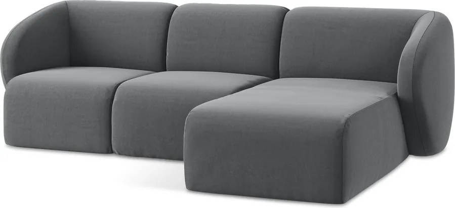 Сив кадифен ъглов диван (десен ъгъл) Lani – Makamii