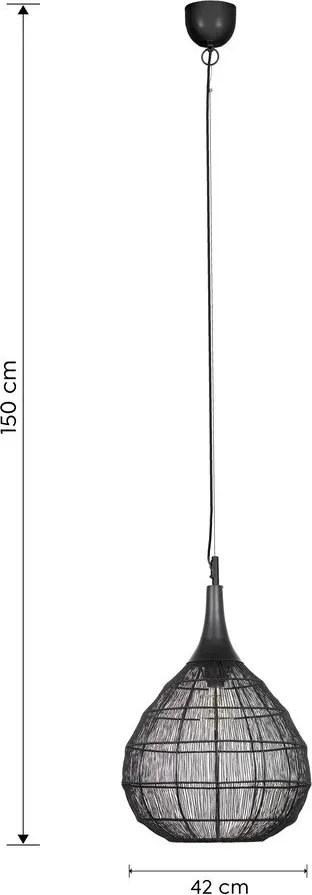 Матово черно висящо осветително тяло с метален абажур Soraya – Trio