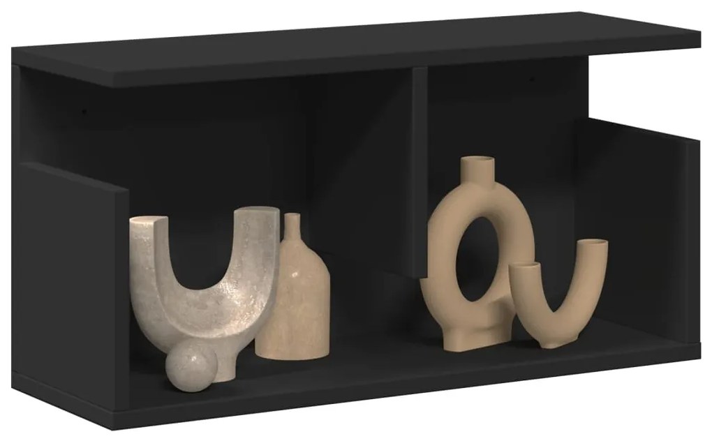 854824 vidaXL Стенен шкаф, 60x20x30 см, черен, инженерно дърво
