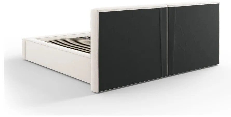 Бежово тапицирано двойно легло с място за съхранение и решетка 180x200 cm Arendal - Cosmopolitan Design