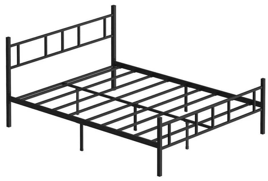Метално двуспално легло PIRON 120x200 cm, черно, носимост 120 kg