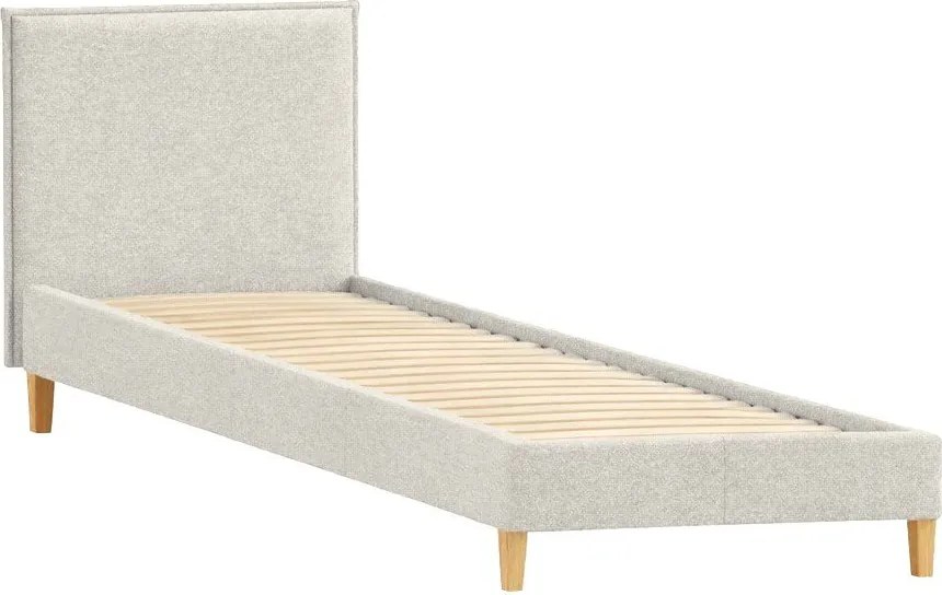 Бежово единично легло 90x200 cm тапицирано с включена подматрачна рамка Tina – Ropez
