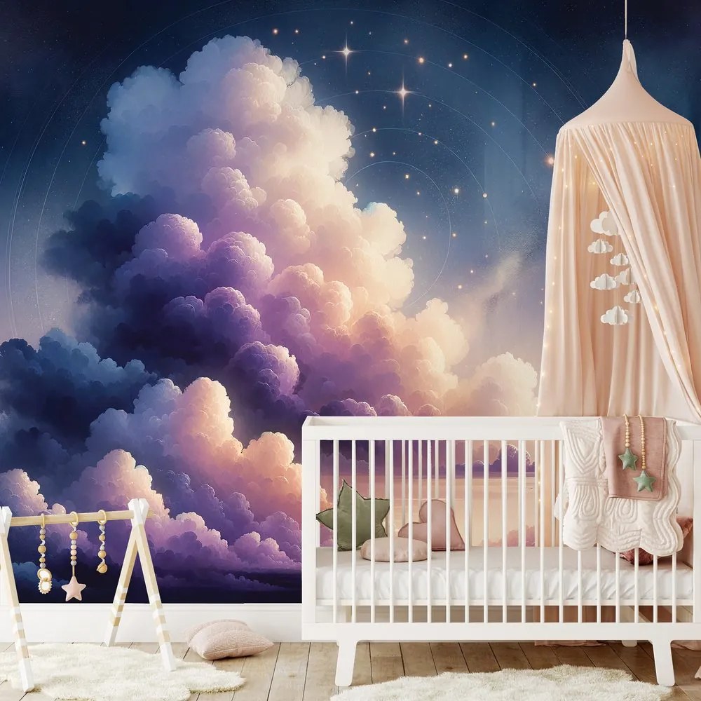 Тапет – Звездно небе над облачен пейзаж